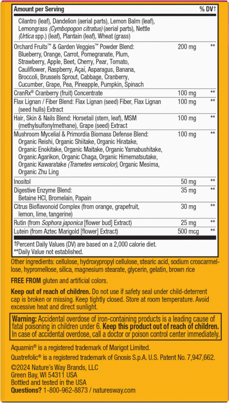 <{%MAIN3_15543%}>Nature's Way® | Alive! Max3 Potency Women's Complete Multivitamin - back of pack