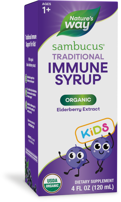 <{%PRIMARY_15797%}>Nature's Way® | Sambucus Organic Immune Syrup for Kids, 4 fl oz (120 ml)