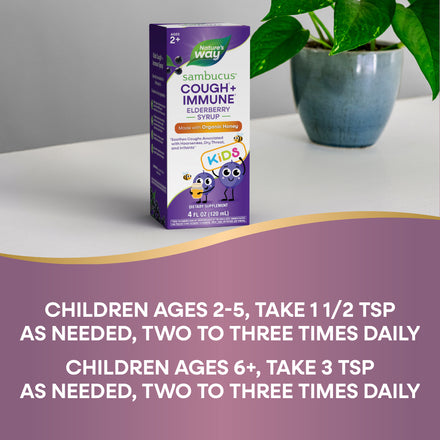 Sambucus Kids Cough + Immune Elderberry Syrup Supplement Facts