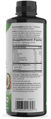 Nature's Way® | Organic MCT Oil - right side of pack Sku:10895