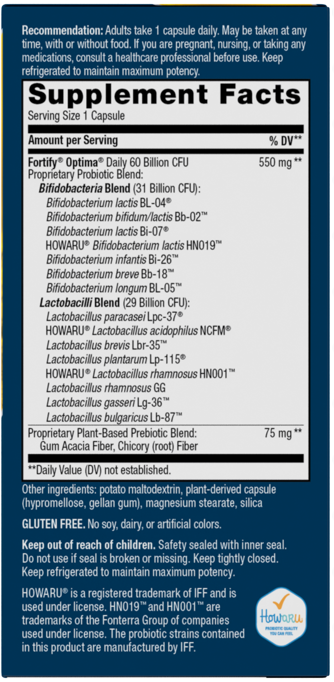 <{%MAIN2_15783%}>Nature's Way® | Fortify Optima Advanced Care 60 Billion Probiotic - right side of pack