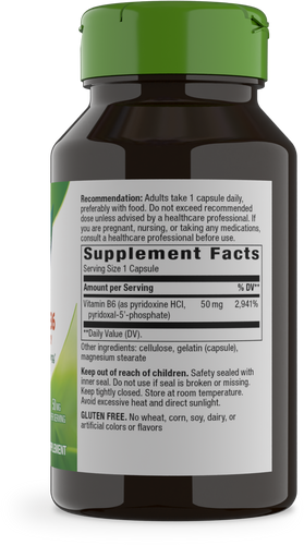 Nature's Way® | Vitamin B6 High Potency - right side of pack Sku:40431
