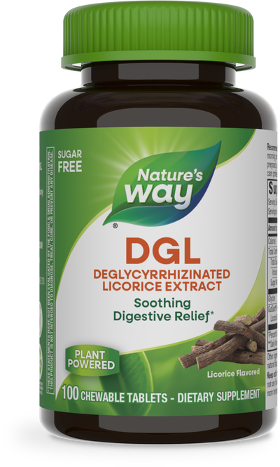 <{%PRIMARY_09021%}>Nature's Way® | DGL Sugar Free, 100 chewables, Licorice