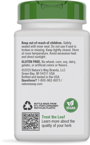 Nature's Way® | Dandelion Root - back of pack Sku:12300