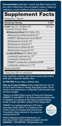 Nature's Way® | Fortify 50+ Extra-Strength Probiotic - right side of pack Sku:11582