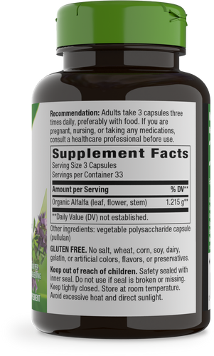 Nature's Way® | Alfalfa - right side of pack Sku:10100