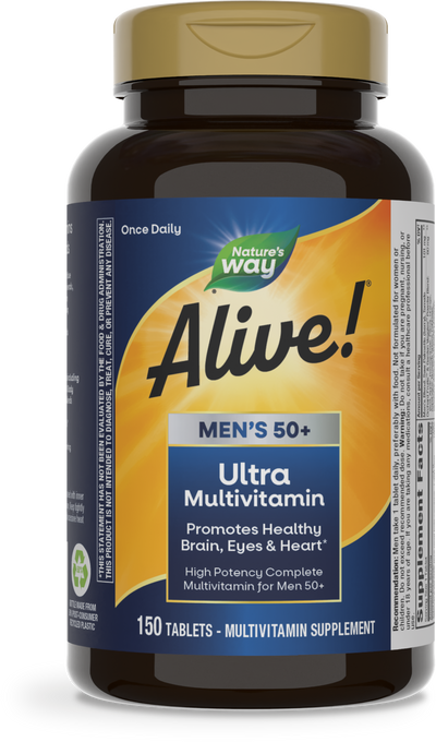 <{%PRIMARY_13940%}>Nature's Way® | Alive! Men's 50+ Ultra Multivitamin, 150 tablets