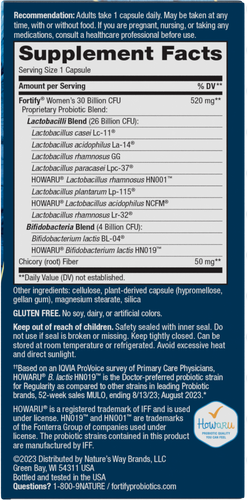 Nature's Way® | Fortify Women's 30 Billion Daily Probiotic - right side of pack Sku:10295