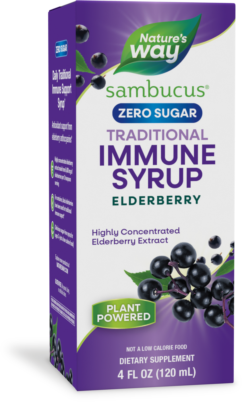 <{%PRIMARY_6971%}>Nature's Way® | Sambucus Zero Sugar Traditional Immune Syrup, 4 fl oz (120 ml), Elderberry