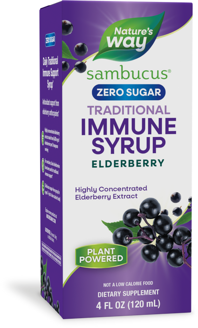 <{%PRIMARY_6971%}>Nature's Way® | Sambucus Zero Sugar Traditional Immune Syrup, 4 fl oz (120 ml), Elderberry