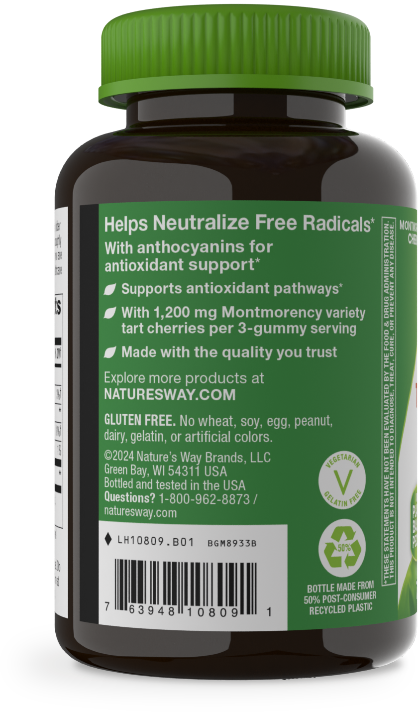 <{%MAIN3_10809%}>Nature's Way® | Tart Cherry Ultra Gummies - left side of pack