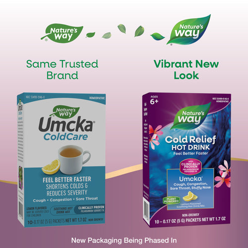 Nature's Way® | Umcka Cold Relief Hot Drink - package updates old to new Sku:15146