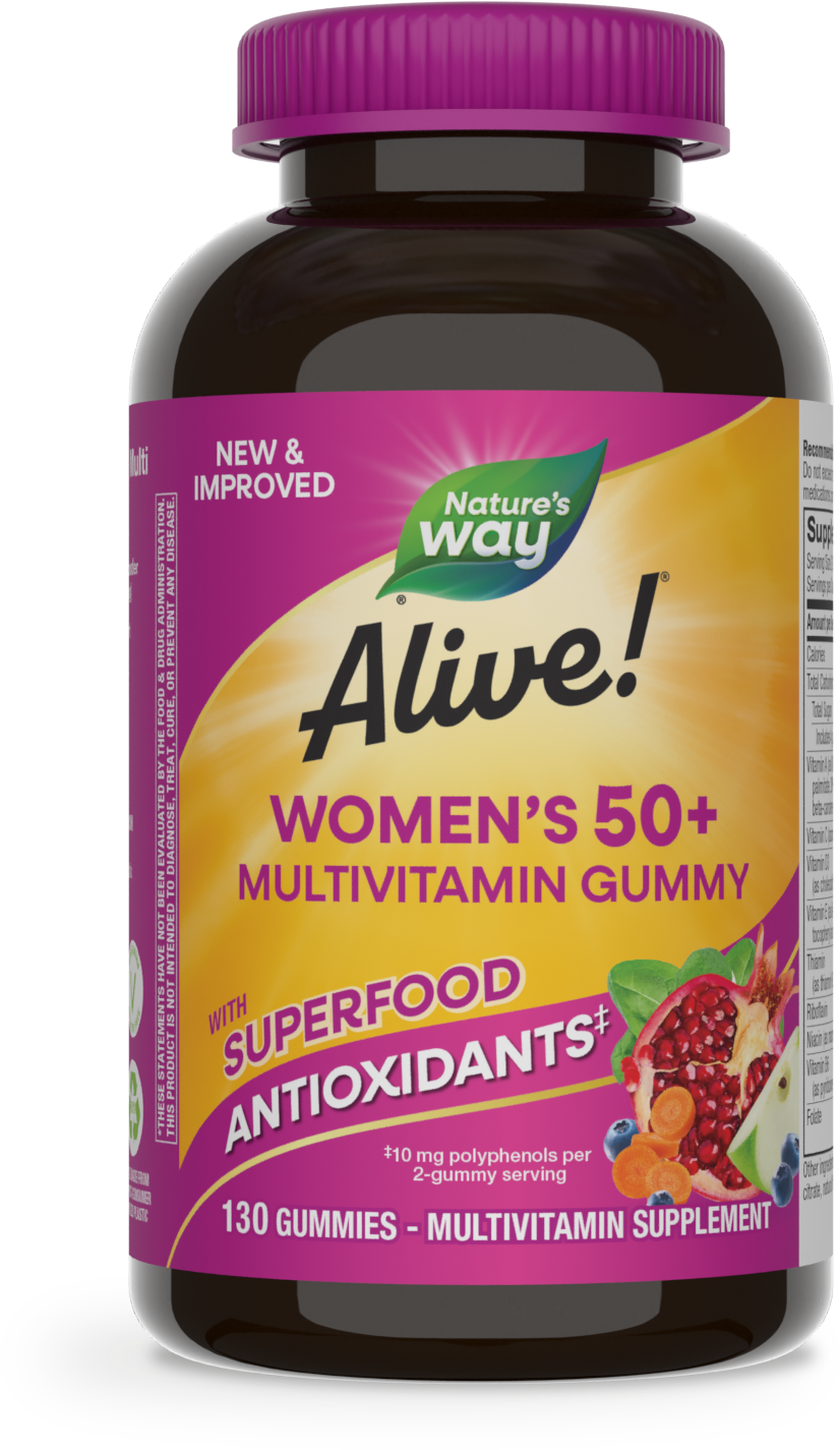 <{%PRIMARY_11537%}>Nature's Way® | Alive! Women's 50+ Gummy Multivitamin, 130 gummies, Mixed Berry