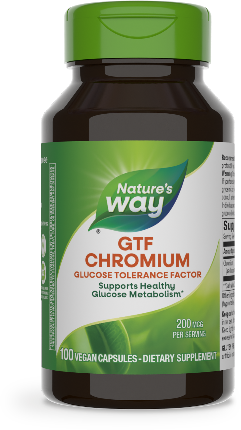 <{%PRIMARY_41021%}>Nature's Way® | GTF Chromium Glucose Tolerance Factor, 100 capsules