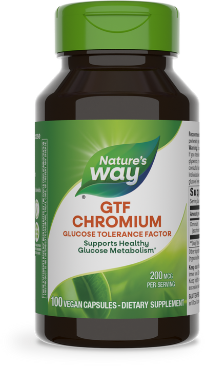 <{%PRIMARY_41021%}>Nature's Way® | GTF Chromium Glucose Tolerance Factor, 100 capsules