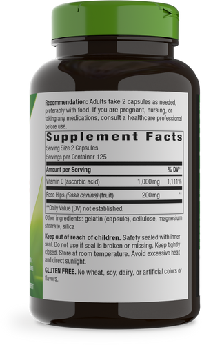 Nature's Way® | Vitamin C with Rose Hips - right side of pack Sku:40311