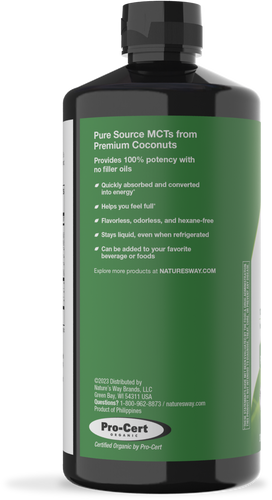 Nature's Way® | Organic MCT Oil - left side of pack Sku:11772
