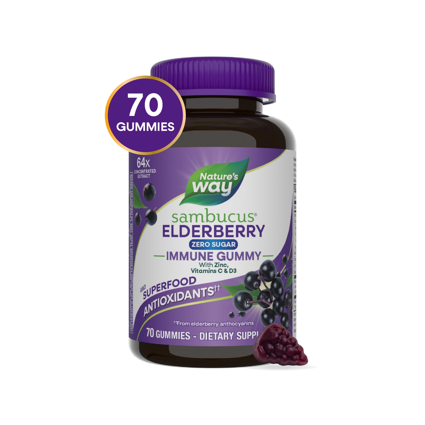 <{%MAIN13_14617%}>Nature's Way® | Sambucus Elderberry Zero Sugar Immune Gummy