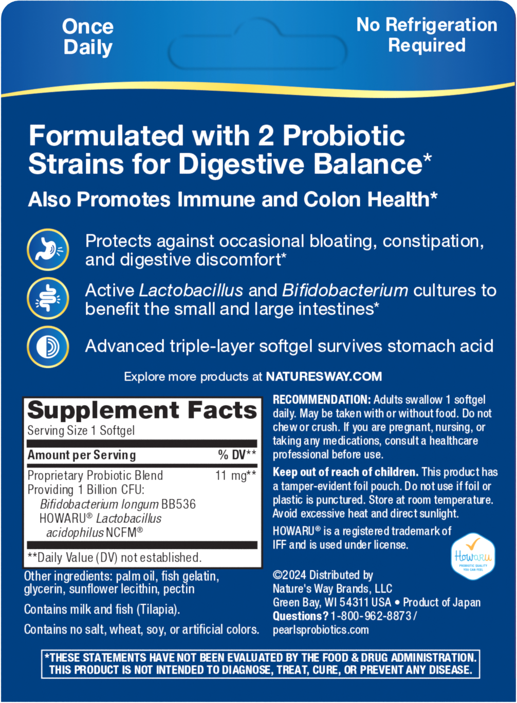 <{%MAIN10_04299%}>Nature's Way® | Probiotic Pearls Acidophilus - back of pack