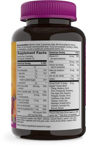 Nature's Way® | Alive! Zero Sugar Women's Gummy Multivitamin - right side of pack Sku:14618