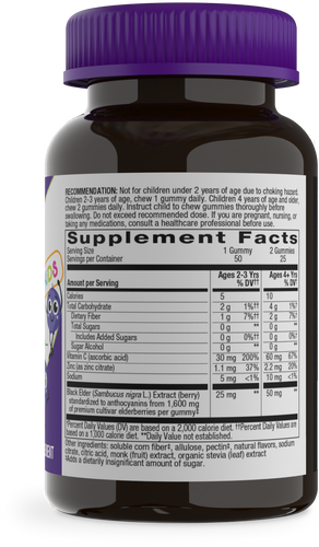 Nature's Way® | Sambucus Zero Sugar Immune Gummies for Kids - right side of pack Sku:15027