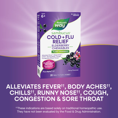 Nature's Way® | Sambucus Cold+Flu Relief Elderberry Chewables Sku:15175