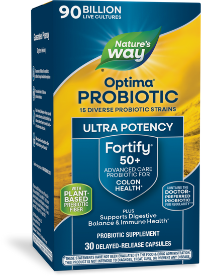 <{%PRIMARY_15785%}>Nature's Way® | Fortify Optima Age 50+ Advanced Care 90 Billion Probiotic, 30 capsules