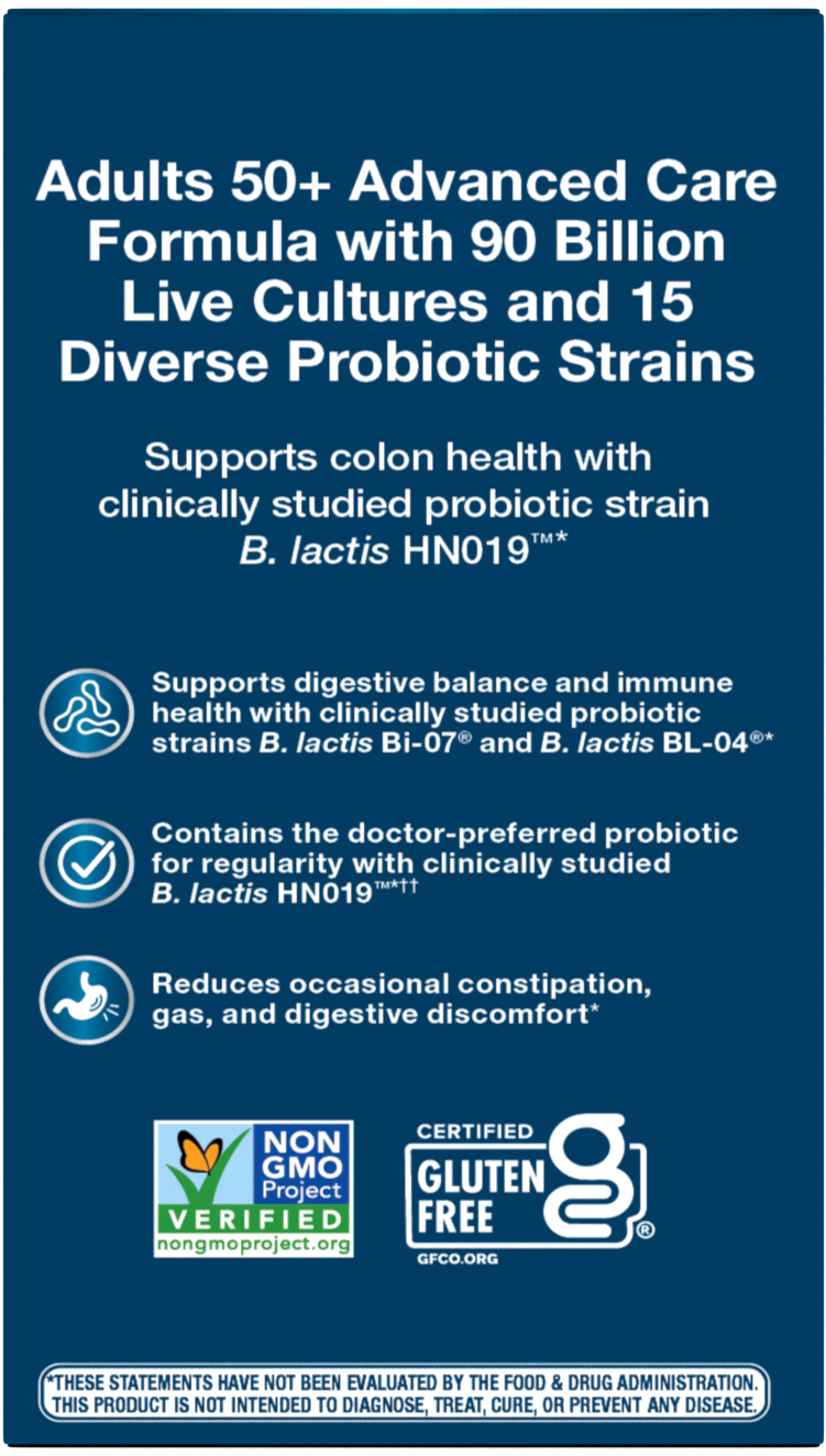 <{%MAIN3_15785%}>Nature's Way® | Fortify Optima Age 50+ Advanced Care 90 Billion Probiotic - back of pack