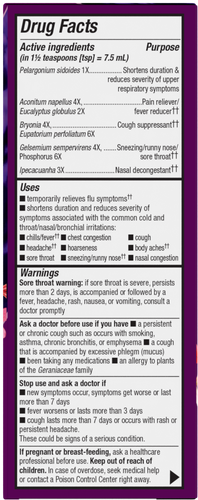Nature's Way® | Cold+Flu Relief Syrup - right side of pack Sku:15148