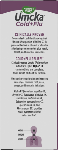 Nature's Way® | Umcka Cold+Flu Syrup - left side of pack Sku:15149