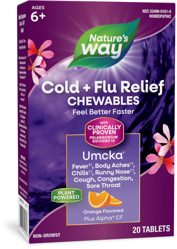 Nature's Way® | Umcka Cold+Flu Relief Chewables, 20 chewables, Orange Sku:15161