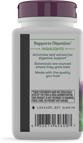 Nature's Way® | Artichoke Premium Extract - left side of pack Sku:64600