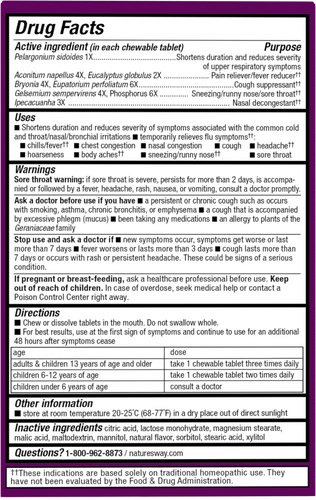 Nature's Way® | Umcka Cold+Flu Relief Chewables - back of pack Sku:15161