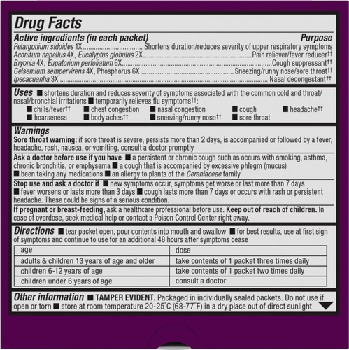 Nature's Way® | Cold+Flu Relief FastActives - back of pack Sku:15349