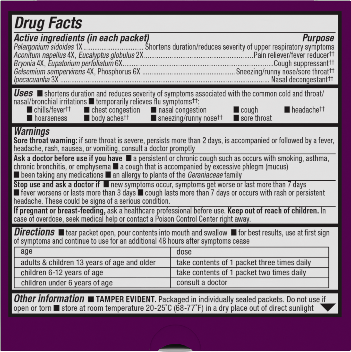 <{%MAIN2_15349%}>Nature's Way® | Cold+Flu Relief FastActives - back of pack