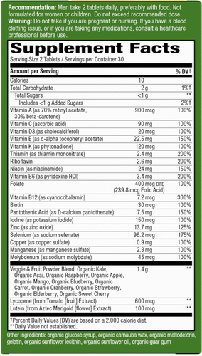 Nature's Way® | Alive! Men's Garden Goodness Complete Multivitamin - right side of pack Sku:12112