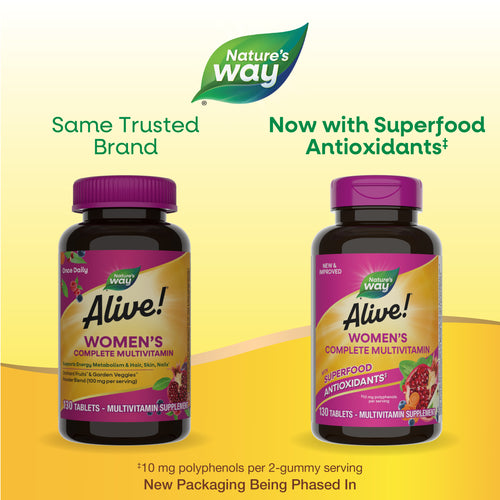 Nature's Way® | Alive! Women's Complete Multivitamin - package updates old to new Sku:13710