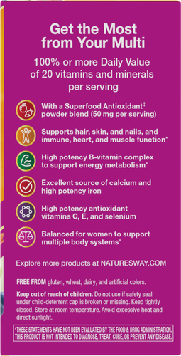 Nature's Way® | Alive! Women's Complete Multivitamin - right side of pack Sku:13663