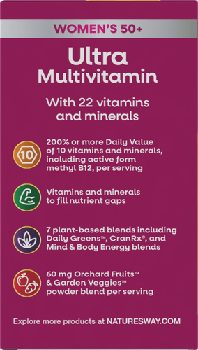 Nature's Way® | Alive! Women's 50+ Ultra Multivitamin - left side of pack Sku:15692