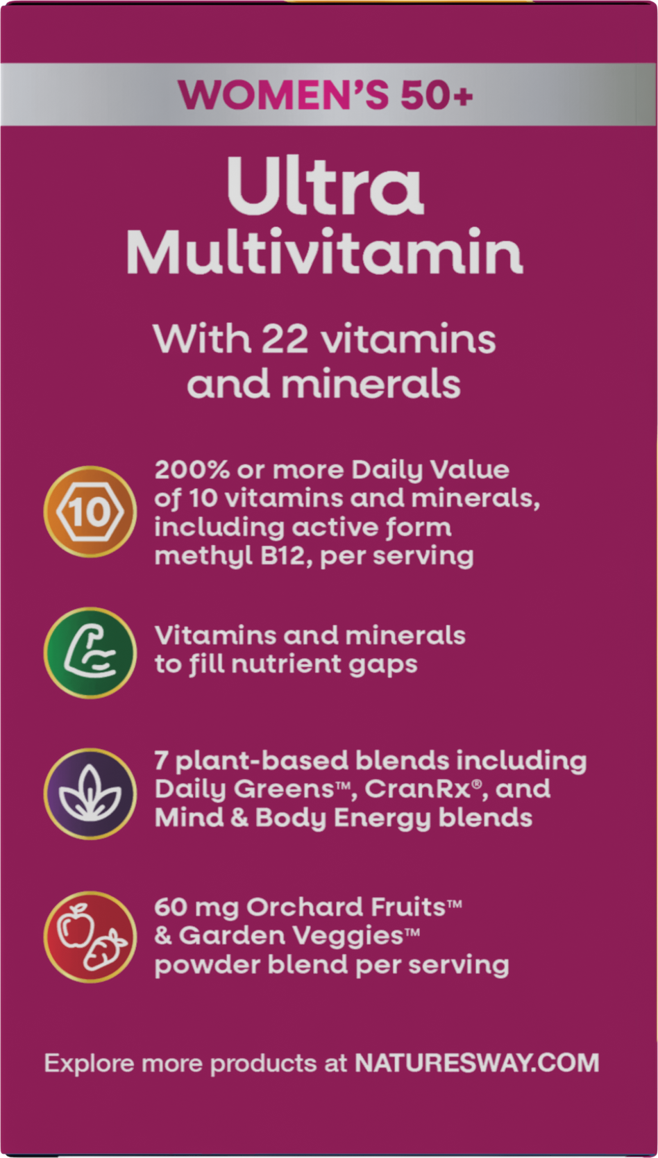 <{%MAIN11_15692%}>Nature's Way® | Alive! Women's 50+ Ultra Multivitamin - left side of pack