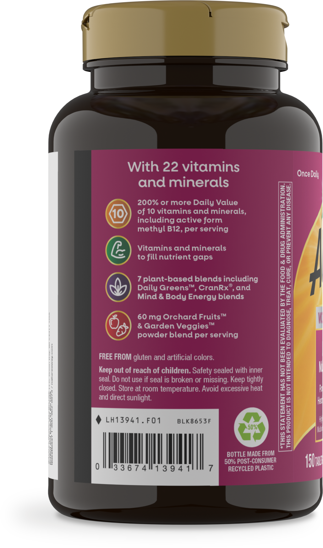 <{%MAIN3_13941%}>Nature's Way® | Alive! Women's 50+ Ultra Multivitamin - left side of pack