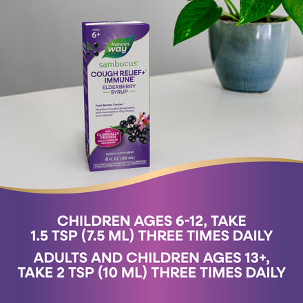 Sambucus Cough Relief + Immune Elderberry Syrup Supplement Facts
