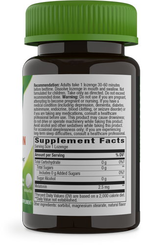 Nature's Way® | Melatonin Lozenge - right side of pack Sku:49111
