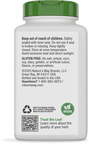 Nature's Way® | Ginger Root - back of pack Sku:11926