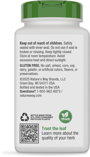 Nature's Way® | Ginger Root - back of pack Sku:13108