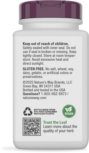 Nature's Way® | Turmeric - back of pack Sku:63100