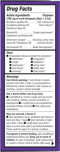 Nature's Way® | Sambucus Flu Relief Elderberry Syrup - right side of pack Sku:15803