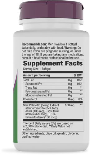 Nature's Way® | Saw Palmetto Premium Extract - right side of pack Sku:62800