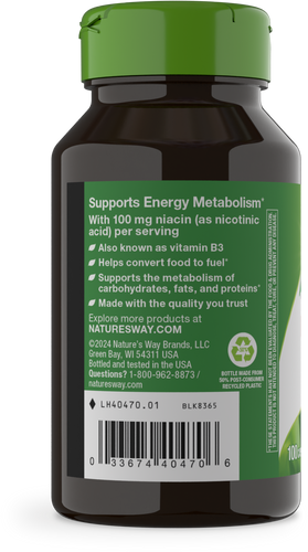 Nature's Way® | Niacin Vitamin B3 - left side of pack Sku:40470