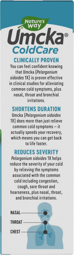 Nature's Way® | Umcka ColdCare Chewables - right side of pack Sku:15145